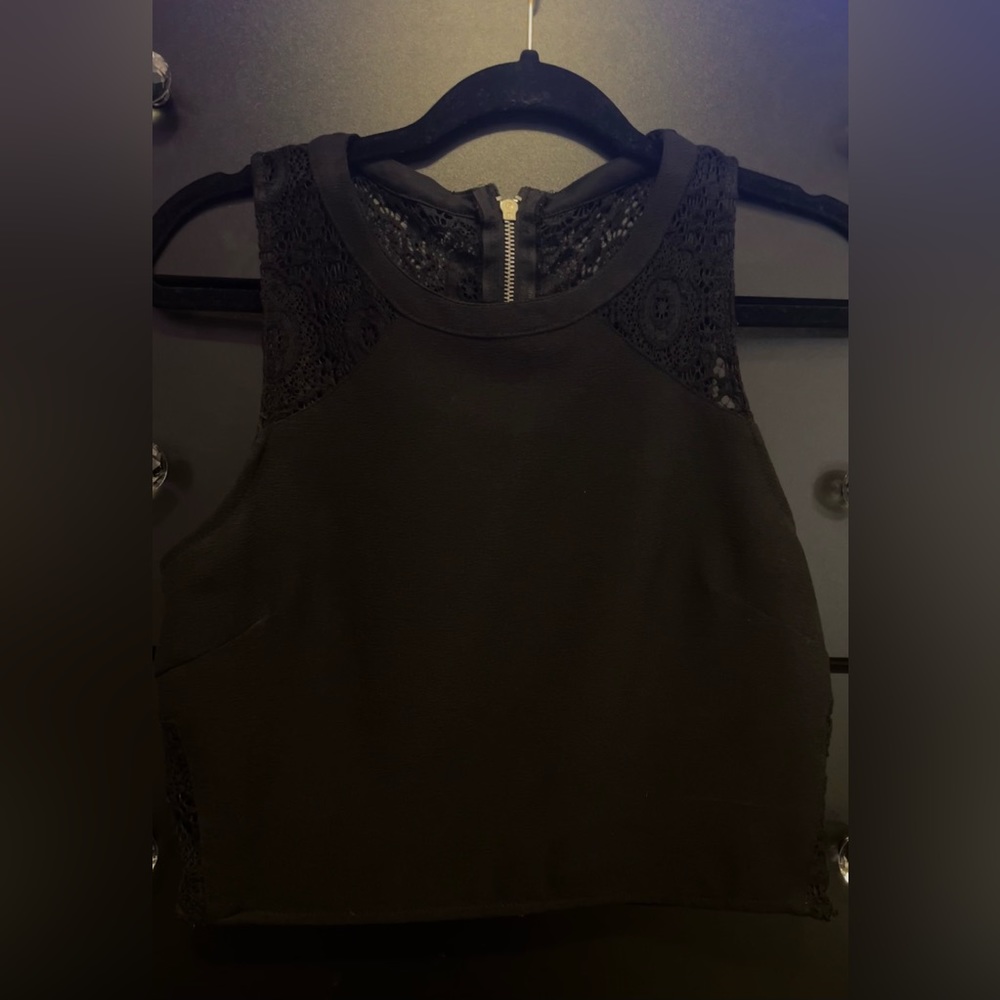 Black Lace Mid length Top